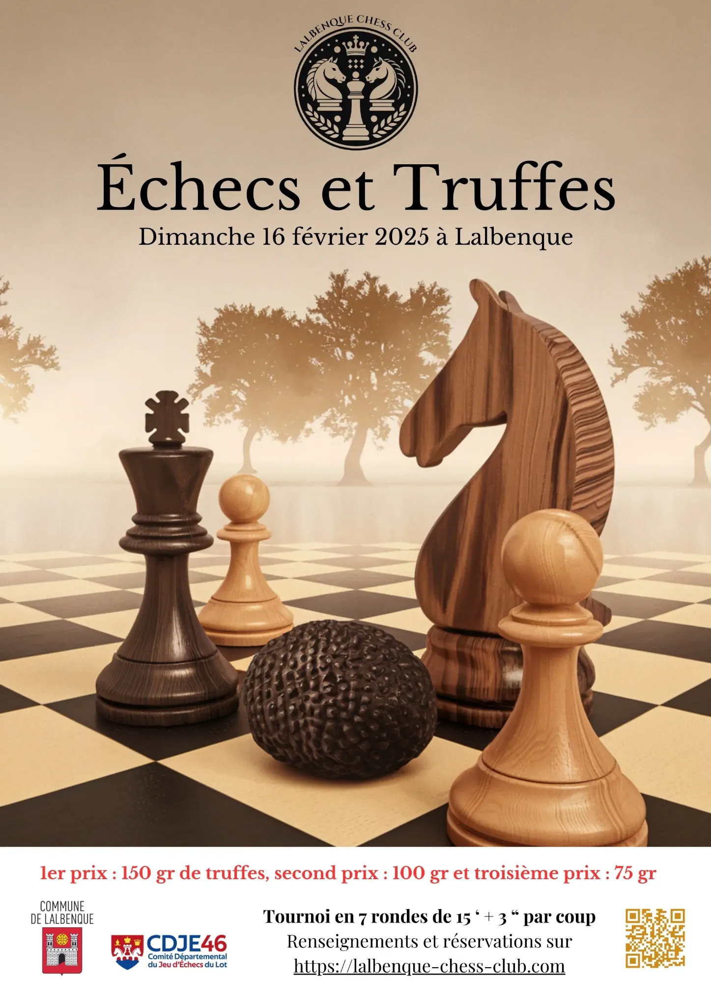 La salle décorée lors de la première édition d'Échecs et Truffes.